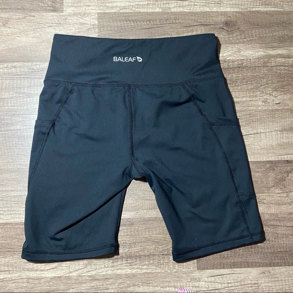 Baleaf High Rise Side Pocketed Yoga Shorts - Picture 2 of 11